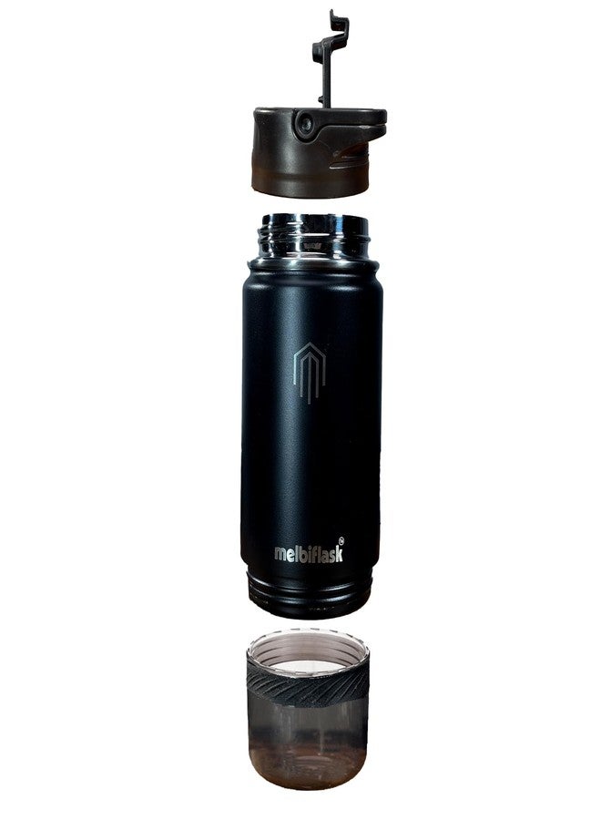 Melbify Melbiflask Mini | 2 in 1 Everyday Flask with Snack Compartment | 500 ml | Black | Hot 12 Hrs/Cold 24 Hrs | Wide Mouth | Easy Flip Lid | BPA-Free | Fits in Bag/Car | Ideal for School, Work, Gym - Image 3